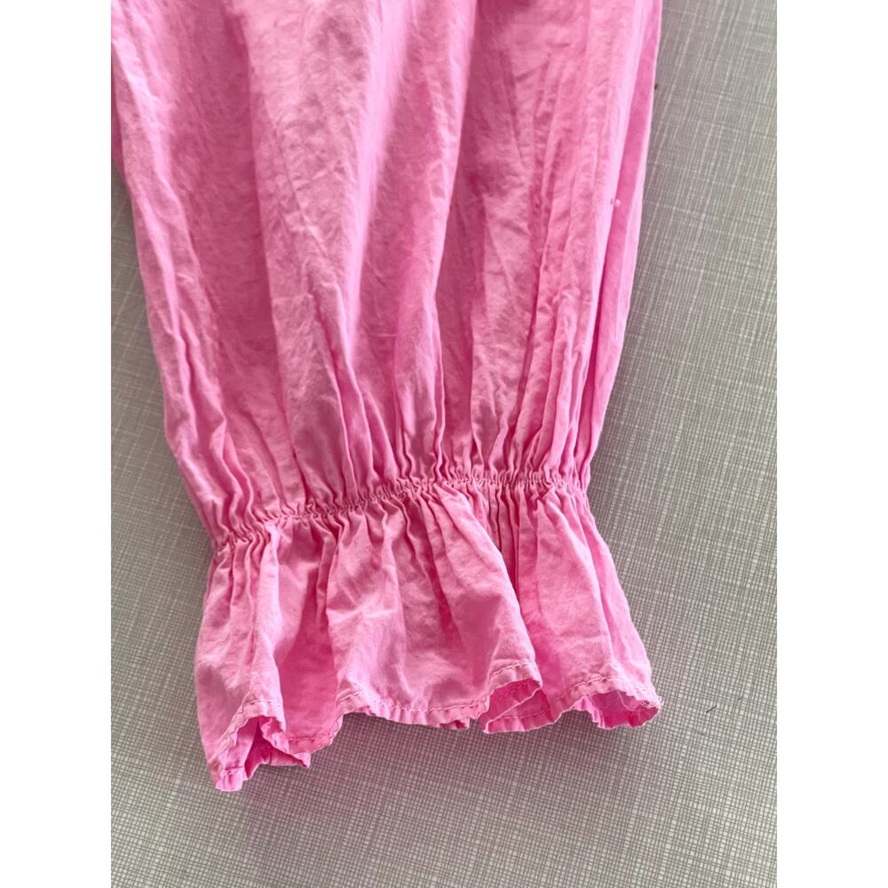 Xirena Sz M Elody Puff Sleeve Top Pink Cotton Cropped Feminine Coastal Ruffle - Picture 10 of 16